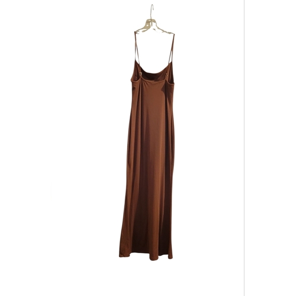 Wild Fable Brown Ribbed Spaghetti Strap Maxi Dress Size L - Picture 3 of 3